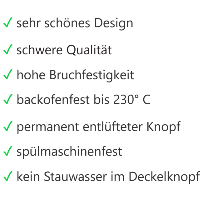 Vollglasdeckel mit backofenfestem Knopf