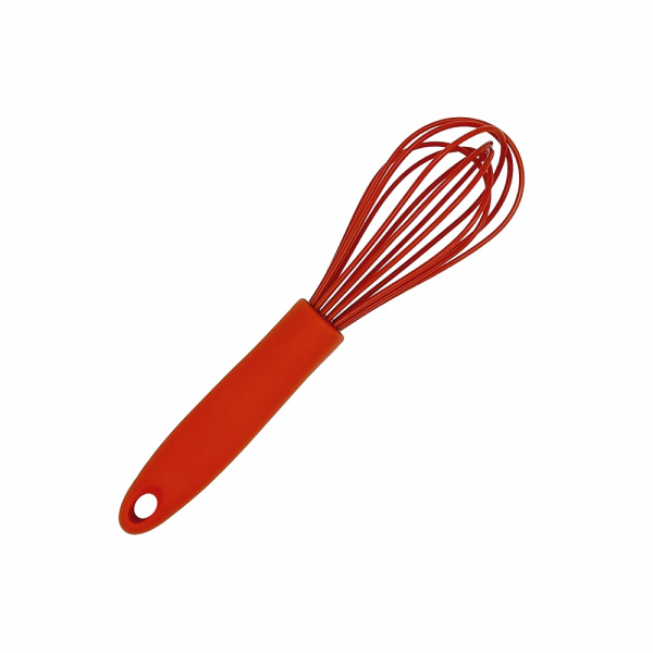 Küchenhelfer Schneebesen klein aus Silikon 21 cm rot